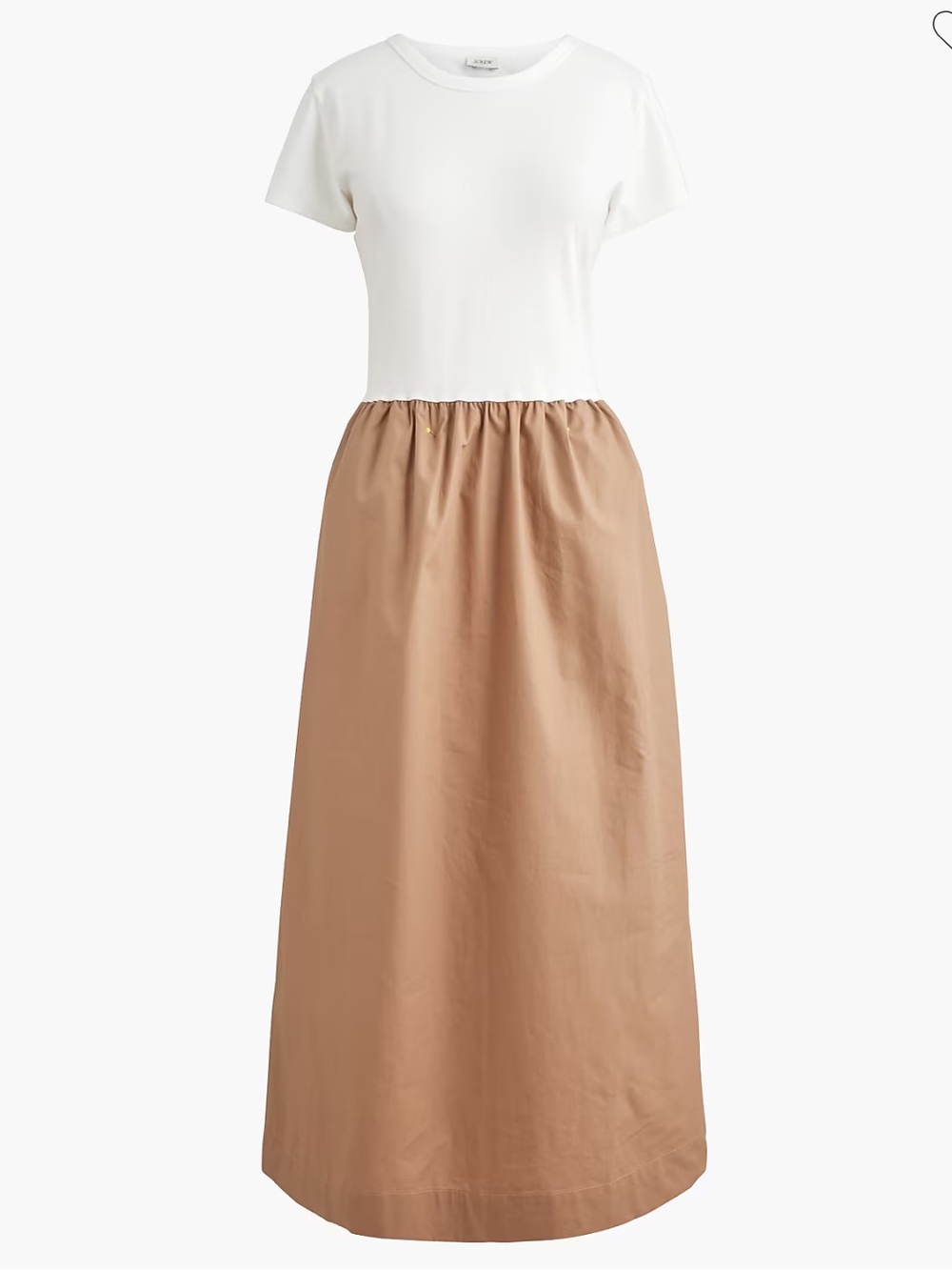 J. Crew Factory Mixed-media colorblock dress - White and Tan t-shirt dress